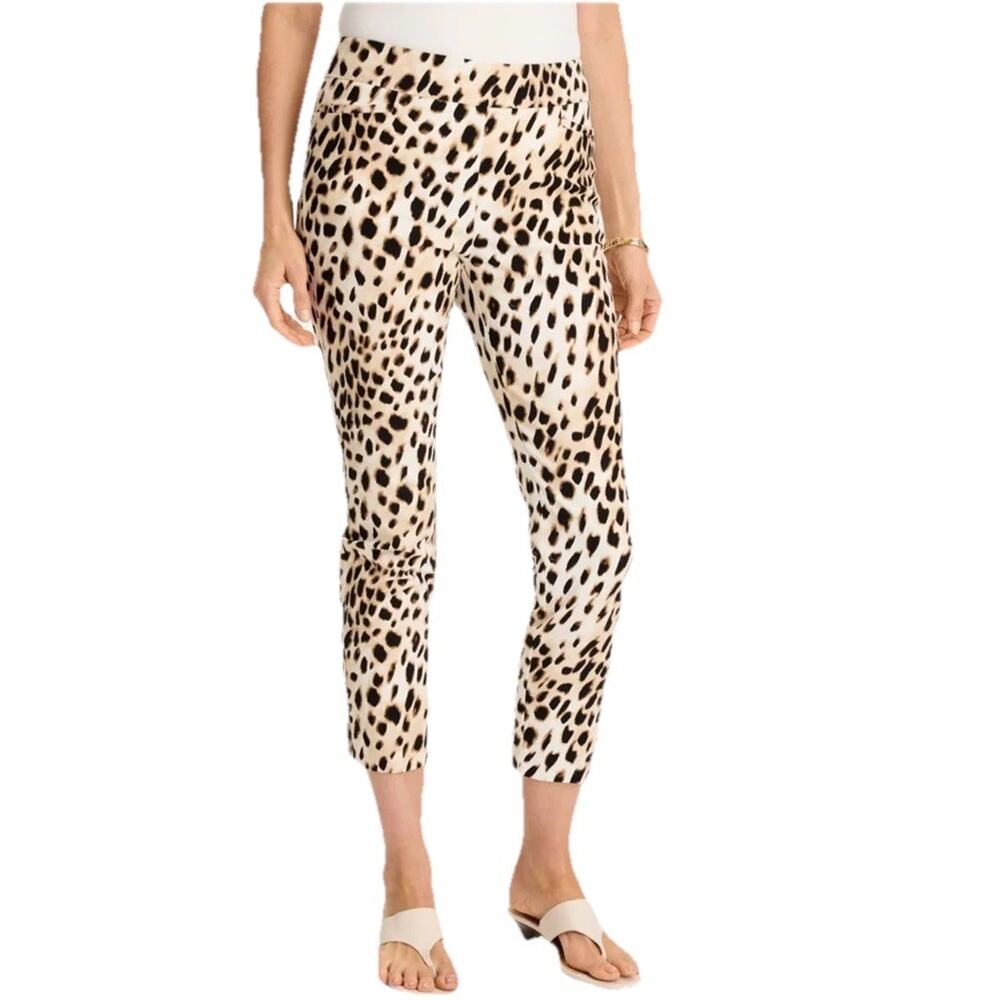 Chico’s Knit Hollywood Waist Cobblestone Leopard Leggings Size 0 Elastic Waist